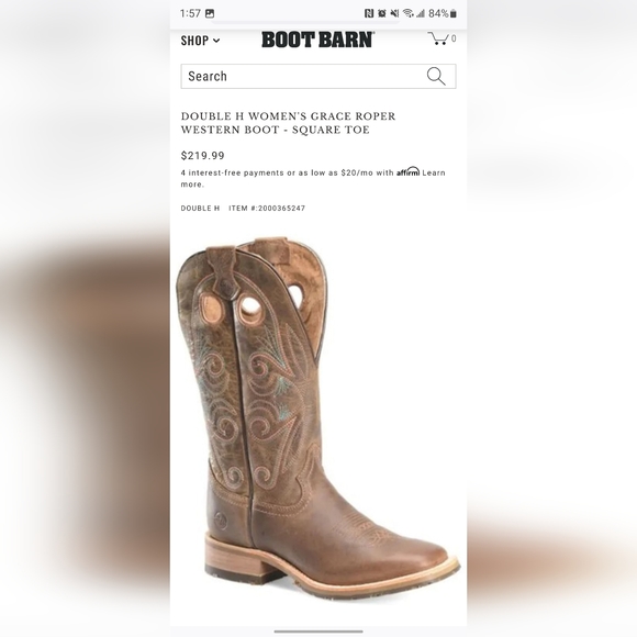 Double H Roper Cowboy boot - Picture 1 of 7